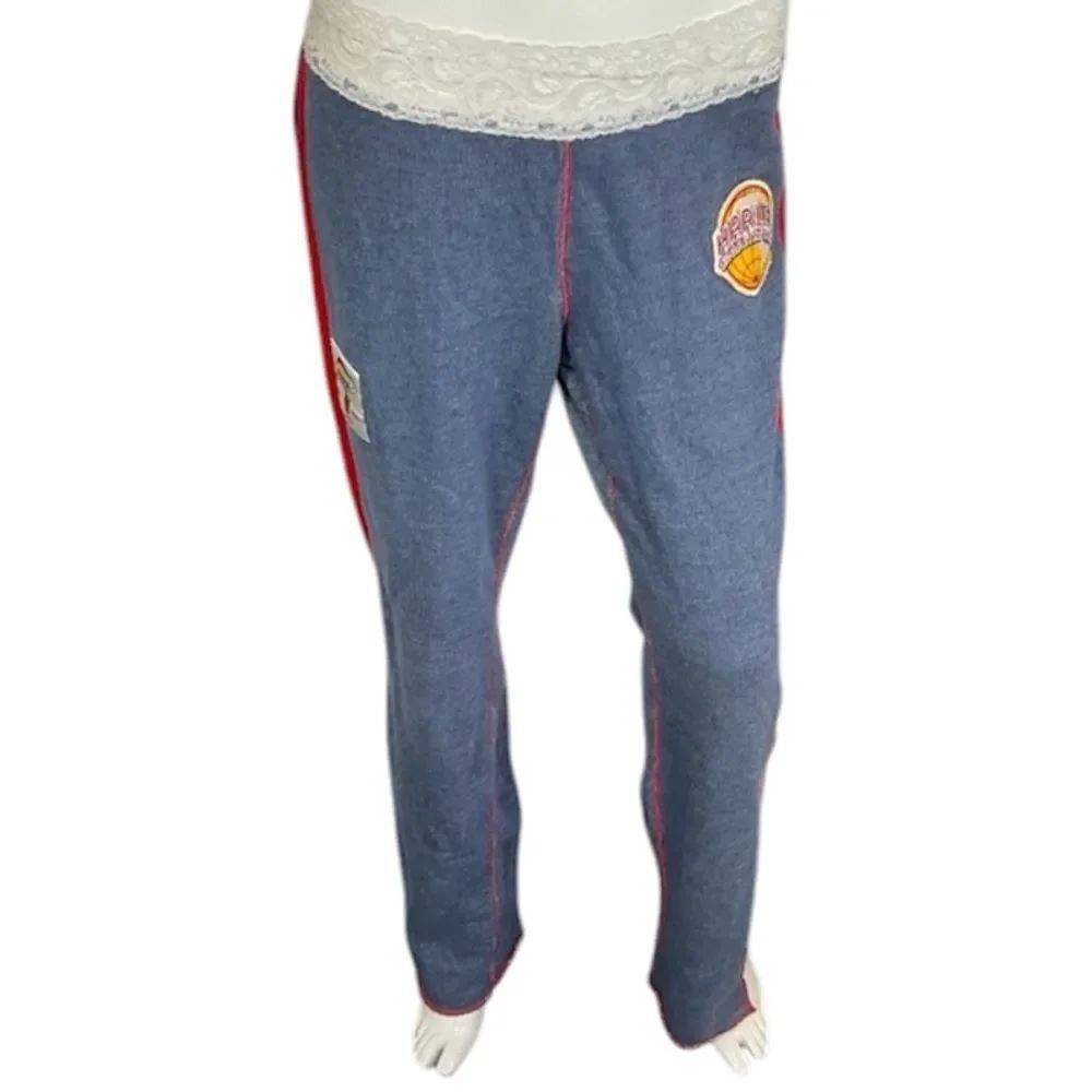 Harlem Globetrotters Blue Red Lace Waist Jersey Pants Joggers Size M